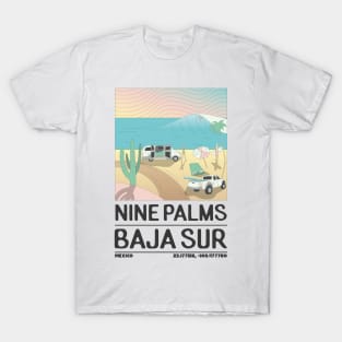 Nine Palms, Baja Sur, Mexico Retro Travel T-Shirt